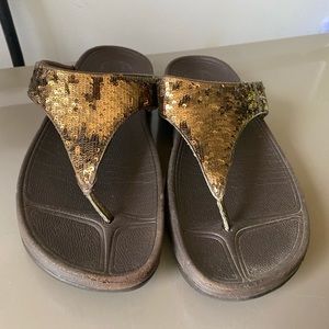 Copper sequined Fitflops